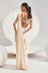 Shop_Divya Aggarwal_Ivory Chiffon Satin Embroidered Bead Pre-draped Embellished Saree With Blouse _at_Aza_Fashions