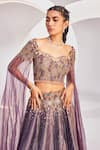 Shop_Divya Aggarwal_Wine Chanderi Silk Embroidered Thread Sequin And Bead Embellished Lehenga Set _Online_at_Aza_Fashions