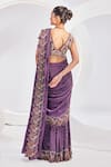 Shop_Divya Aggarwal_Wine Saree Chiffon Satin Pre-draped Embellished Sharara With Blouse_at_Aza_Fashions