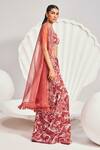 Divya Aggarwal_Red Cape Weightless Organza Embroidered Sequin Embellished And Knotted Skirt Set _Online_at_Aza_Fashions