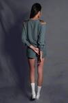 Seesa_Green Silk, Chiffon Embroidery Boat Neck Placement Organza Top _Online_at_Aza_Fashions