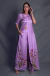 Buy_Seesa_Purple Viscose Satin Placement Hand Embroidery Beads Trouser _at_Aza_Fashions