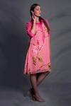 Buy_Seesa_Pink Linen, Crepe Collared Broken Flower Print Dress _at_Aza_Fashions