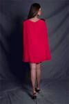 Shop_Seesa_Red Crepe Round Neck Short Cape Dress _at_Aza_Fashions
