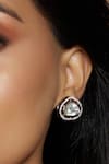 Buy_joules by radhika_Green Kundan Agate Stone Embellished Stud Earrings_at_Aza_Fashions