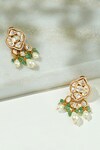 Shop_joules by radhika_Gold Plated Kundan Quatrefoil Shaped Earrings_at_Aza_Fashions
