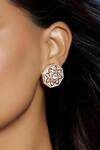 Buy_Joules by Radhika_Gold Plated Pearl, Polki, Kundan Hexagon Shaped Studs_at_Aza_Fashions