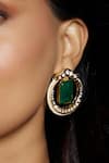 Buy_joules by radhika_Green Onyx Polki Embellished Earrings_at_Aza_Fashions