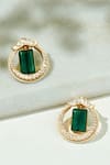 Shop_joules by radhika_Green Onyx Polki Embellished Earrings_at_Aza_Fashions