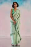 Buy_Ilk_Green Embroidered Heart Chanderi Saree  _at_Aza_Fashions