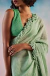 Ilk_Green Silk Chanderi Embroidered Heart V Neck Saree With Blouse _Online_at_Aza_Fashions