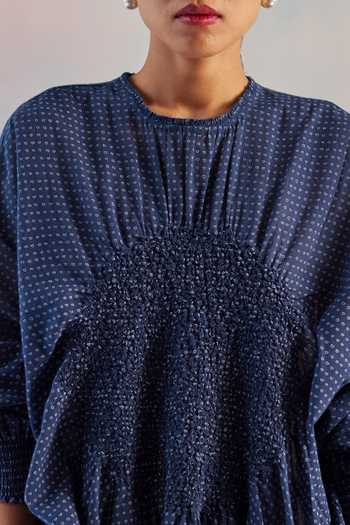 Ilk_Blue Viscose Round Neck Heart Screen Print Tunic _Online_at_Aza_Fashions