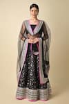 Buy_Kavita D_Black Embroidered Thread Lehenga And Dupatta Set _at_Aza_Fashions