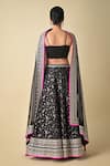 Shop_Kavita D_Black Embroidered Thread Lehenga And Dupatta Set _at_Aza_Fashions