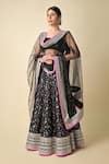 Kavita D_Black Embroidered Thread Lehenga And Dupatta Set _Online_at_Aza_Fashions