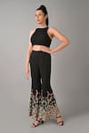 Kavita D_Black Silk Georgette Embroidered Bead Floral Trouser _Online_at_Aza_Fashions