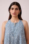 Shop_The Summer House_Blue Certified Organic Cotton Linen Printed Floral Zahra Dress  _Online_at_Aza_Fashions