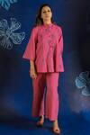 Buy_Ibai_Pink Hand Spun Handwoven With Fish Motif Jamdani Weave Top  _at_Aza_Fashions