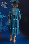 Shop_Ibai_Blue Hand Spun Handwoven With Polka Dot Jamdani Weave Dress  _at_Aza_Fashions