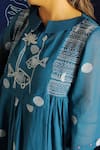 Buy_Ibai_Blue Hand Spun Handwoven With Polka Dot Jamdani Weave Dress  _Online_at_Aza_Fashions