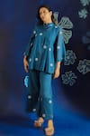 Buy_Ibai_Blue Handwoven Jamdani And Muslin Polka Dot Pant _at_Aza_Fashions