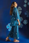 Ibai_Blue Handwoven Jamdani And Muslin Polka Dot Pant _Online_at_Aza_Fashions