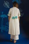 Shop_Ibai_White Muslin Block Print Floral Mandarin Collar Dress  _at_Aza_Fashions