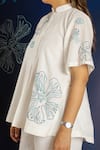 Buy_Ibai_White Pure Cotton Muslin Embroidered Shiuli Mandarin Collar Top  _Online_at_Aza_Fashions