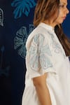 Shop_Ibai_White Pure Cotton Muslin Embroidered Shiuli Mandarin Collar Top  _Online_at_Aza_Fashions