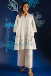 Buy_Ibai_White Muslin With 300 Thread Count Placed Mirrorwork Overlay Jacket  _at_Aza_Fashions