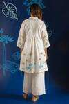 Shop_Ibai_White Muslin With 300 Thread Count Placed Mirrorwork Overlay Jacket  _at_Aza_Fashions