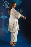 Ibai_White Muslin With 300 Thread Count Placed Mirrorwork Overlay Jacket  _Online_at_Aza_Fashions