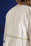 Ibai_White Handwoven Muslin In 300 Placed Embroidered Overlay Jacket  _at_Aza_Fashions