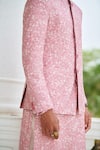 Shop_Philocaly_Pink 100% Silk Printed Floral Tangle Bandhgala _Online_at_Aza_Fashions