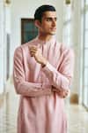 Philocaly_Pink 100% Cotton Plain Blush Pintucked Placket Kurta_Online_at_Aza_Fashions