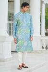 Shop_Philocaly_Green Cotton Vatika Floral Print Kurta _at_Aza_Fashions