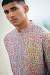 Philocaly_Multi Color 100% Cotton Printed Floral Mosaic Kurta _at_Aza_Fashions