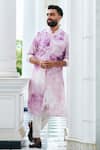 Philocaly_Purple 100% Cotton Printed Abstract Timber Kurta _Online_at_Aza_Fashions