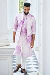 Buy_Philocaly_Purple Silk Abstract Print Bundi _at_Aza_Fashions