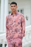 Shop_Philocaly_Pink 100% Cotton Printed Surreal Forest Folklore Shirt _at_Aza_Fashions