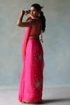 Shop_Rajiramniq_Pink Crepe Hand Embroidery Sequin Saree With Unstitched Blouse Fabric _at_Aza_Fashions