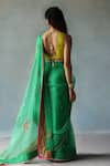 Shop_Rajiramniq_Green Silk Hand Embroidery Sequin Cluster Saree With Unstitched Blouse Fabric _at_Aza_Fashions