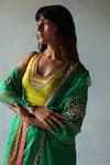 Rajiramniq_Green Silk Hand Embroidery Sequin Cluster Saree With Unstitched Blouse Fabric _at_Aza_Fashions