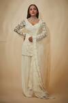 Buy_Premya By Manishii_White Tulle Hand Work Kurta Sharara Set_at_Aza_Fashions