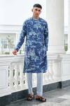 Buy_Philocaly_Blue Cotton Fable Forest Print Kurta_at_Aza_Fashions
