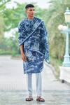 Philocaly_Blue Cotton Fable Forest Print Kurta_at_Aza_Fashions