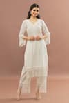Buy_Kalakaari By Sagarika_White Cotton Lace Floral Cut Work Border Kurta With Pant_at_Aza_Fashions