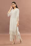 Kalakaari By Sagarika_White Cotton Lace Floral Cut Work Border Kurta With Pant_at_Aza_Fashions