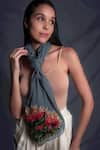 Buy_Seesa_Grey Leaf Patch Applique Embroidered Scarf _at_Aza_Fashions