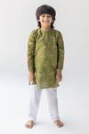 Buy_Ankid_Green Silk Chanderi Printed Cheetah Tendua Raj Kumar Kurta Set_at_Aza_Fashions